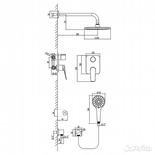 Душевая система Lemark Bronx LM3729GM Графит