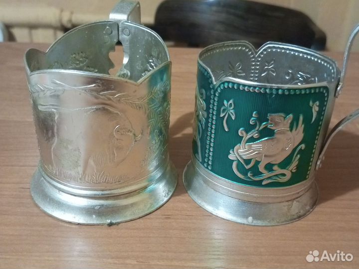 Подстаканники СССР с зубром и волком