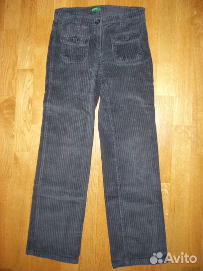 Брюки синие вельвет, Benetton, рост 145 см