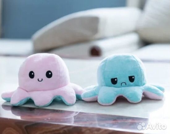 Осьминог настроение перевертыш антистресс мягкая