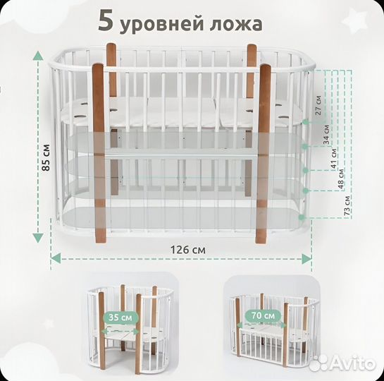 Кроватка трансформер 5 в 1