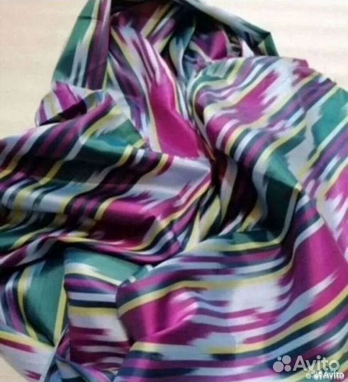 Новый Отрез ткани Узбекский Шёлк Икат Винтаж