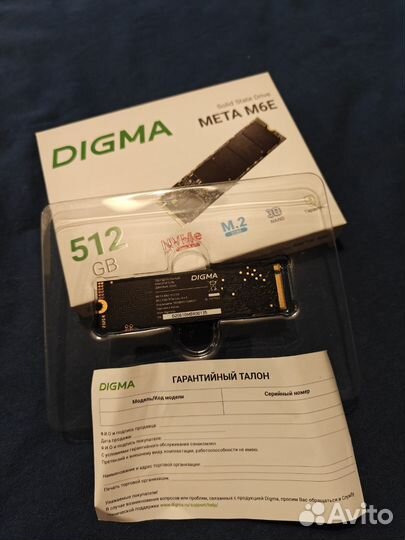 Ssd nvme gen 4x4 Digma M6E 512Gb
