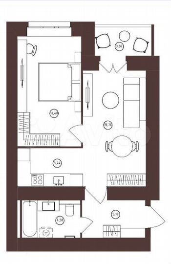 2-к. квартира, 48,5 м², 2/16 эт.