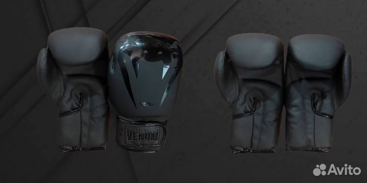 Боксерские перчатки Venum PU Black (голова змеи)