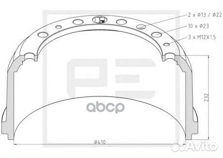 036.414-00A торм.барабан 410x180/187 H232 d2