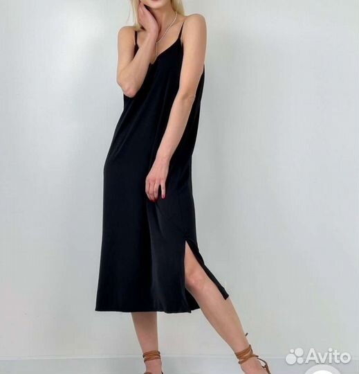 Платье комбинация черное