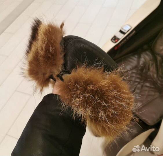 Мужская шапка меховая кожаная