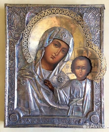 Икона Казанской богородицы. Серебро 84 пр