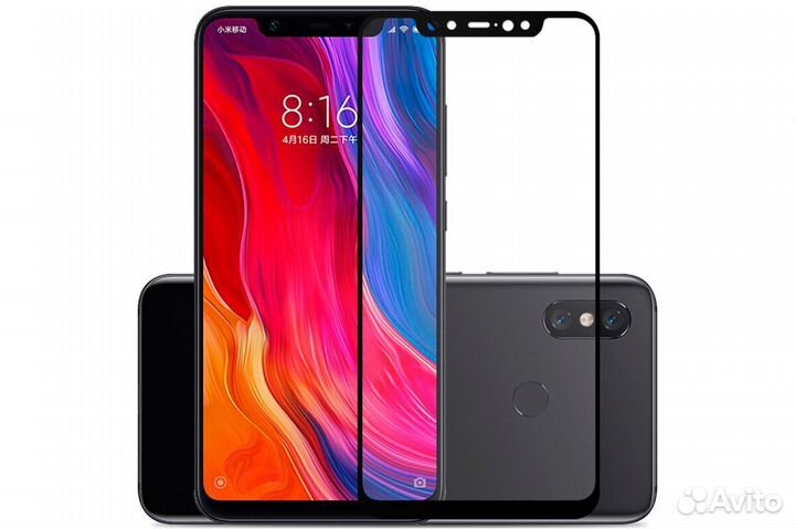Защитное стекло на Xiaomi Mi 8 / Mi 8 Pro (black)