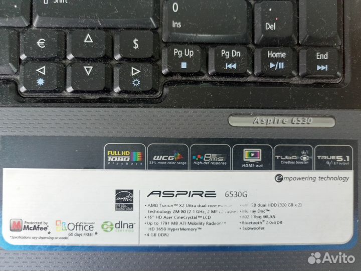 Ноутбук acer Aspire 6530G