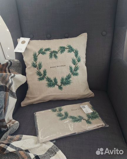 Чехол на подушку hm home наволочка zara home елка