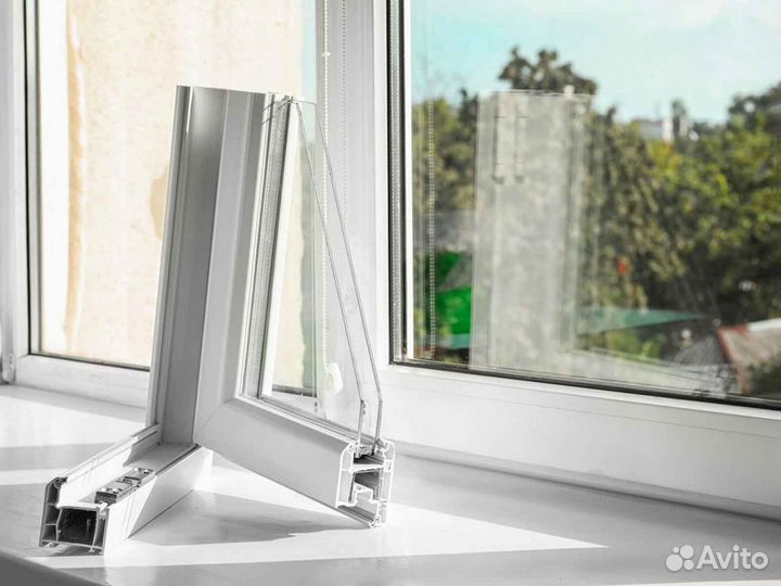 Ремонт окон, стеклопакет триплекс RAL71350