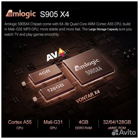 Смарт тв приставка Vontar X4 4/32 Гб бокс