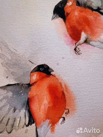 Картина Снегири 20*20 см