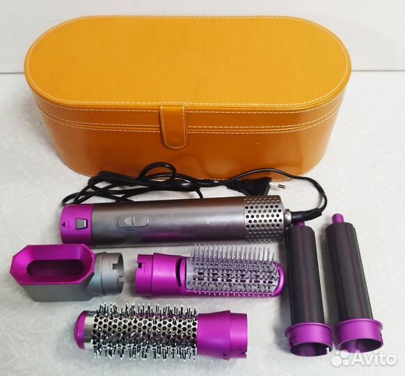 Фен-щетка Youtech Airwrap 5in1, серо-розовый