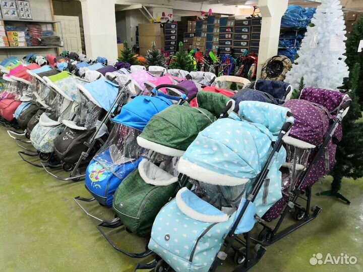 Санки коляска с большими колесами