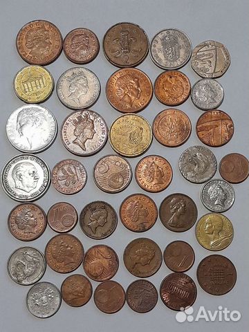 Набор иностранных монет 39 шт