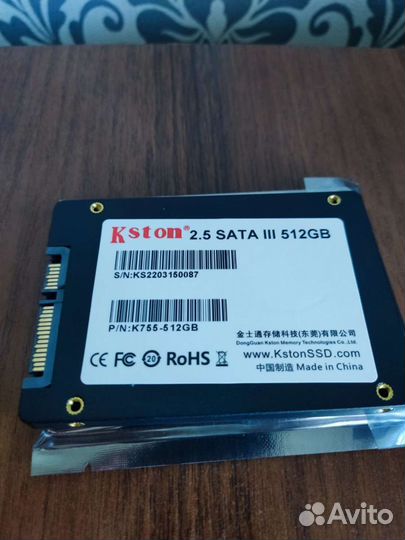 SSD 512GB+win опц. быстр 540mb/s новый запечатаный