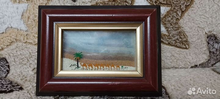 Картина с песком, янтарем