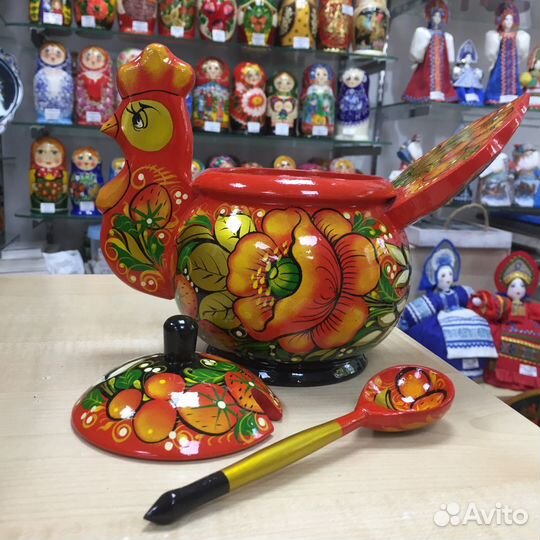 Сахарница хохлома курочка/ петушок