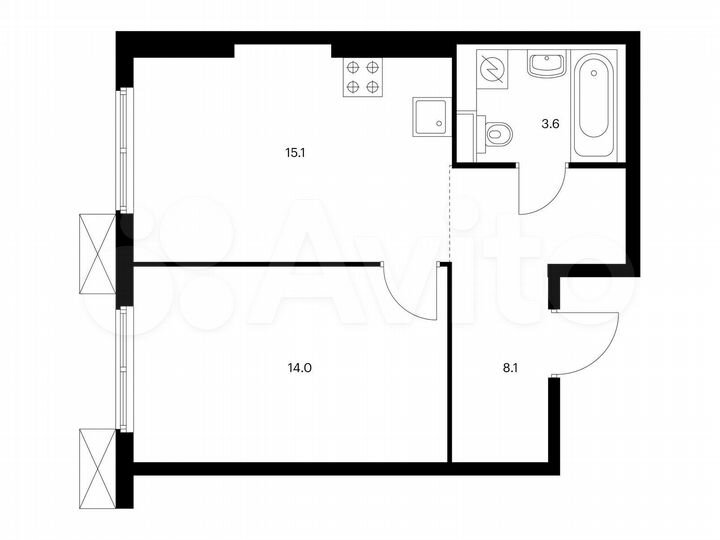 1-к. квартира, 40,8 м², 15/17 эт.