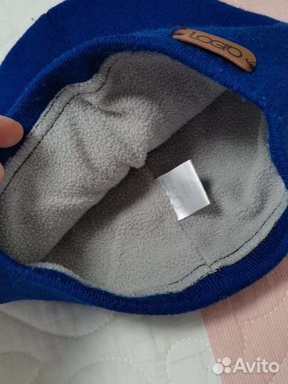 Шапка вязаная на флисе размер 50-52