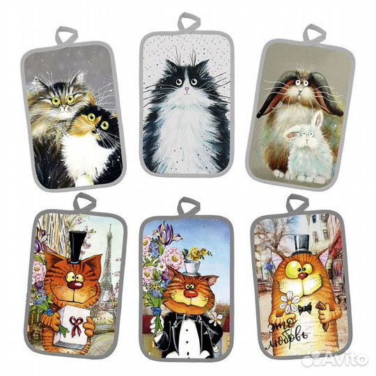 Прихватка кухонная Кот 14х22см в ассортименте (раз