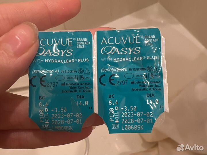 Линзы контактные acuvue oasys двухнедельные -3.50
