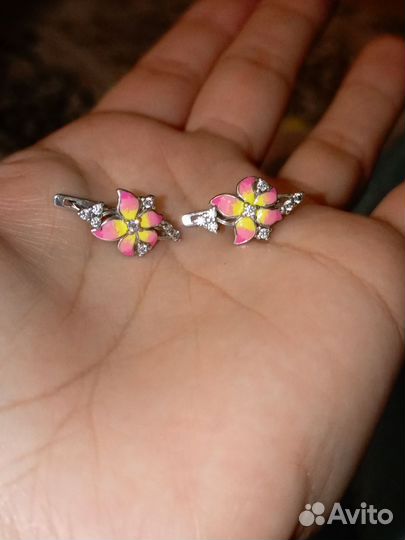 Серьги сережки серебро