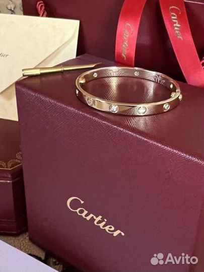 Золотой браслет Cartier bvlgari с бриллиантами