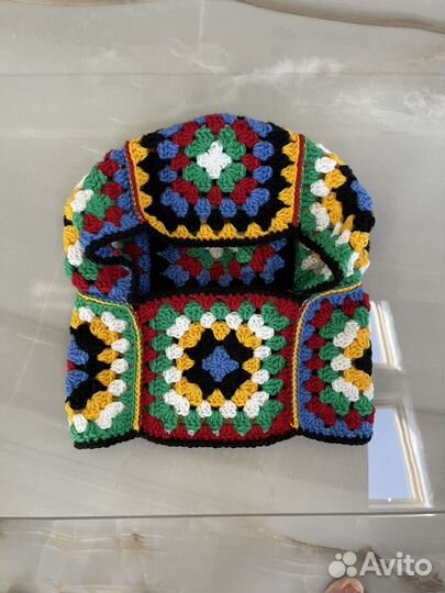 Цветная вязаная балаклава капор разноцветный y2k