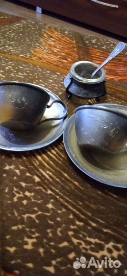 Мельхиоровые чашки с блюдцем