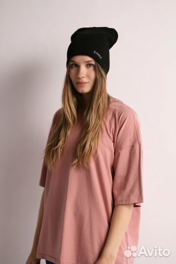 Шапка чёрная хлопок с полиэстром Бини LineUp