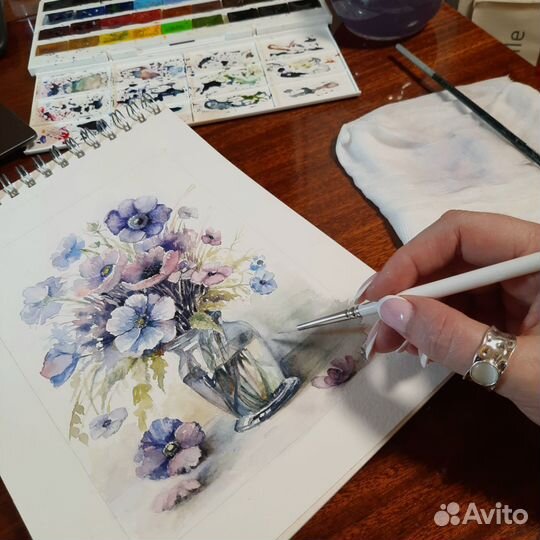 Картина акварель цветы