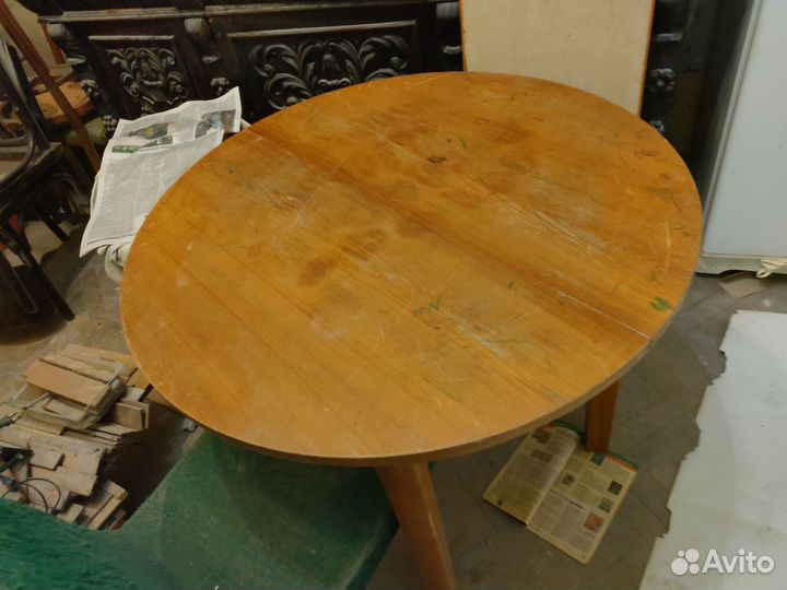 Стол раскладной круглый СССР дуб шпон