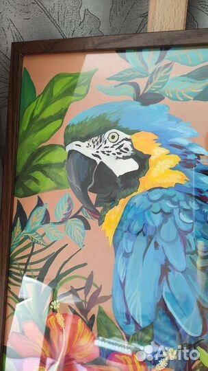 Картина с попугаем ара