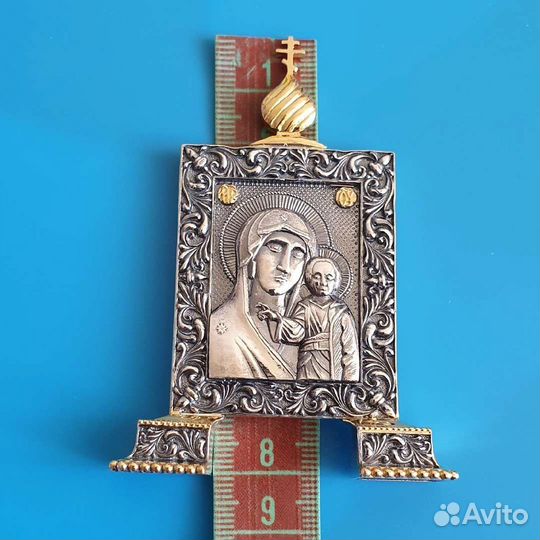 Казанская Богоматерь икона серебрение позолота