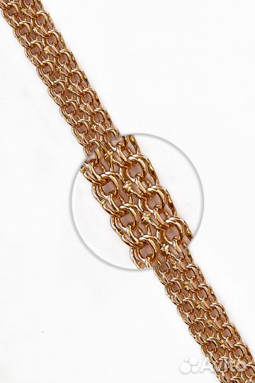 Золотой браслет Двойной бисмарк, полновесный, замок коробочка, длина 17 см, вес 4,63г*