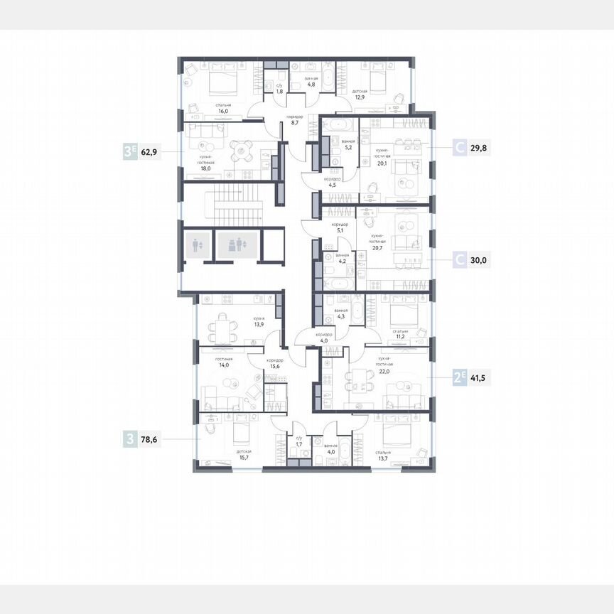 3-к. квартира, 78,6 м², 7/25 эт.