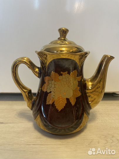 Сервиз чайный 4 персоны Славянск керамика позолота