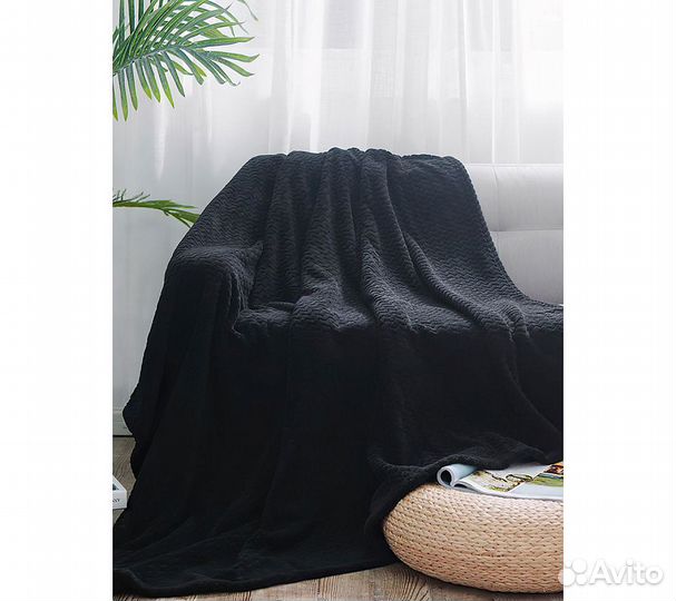 Плед GoodNight Велсофт 200х220, черный