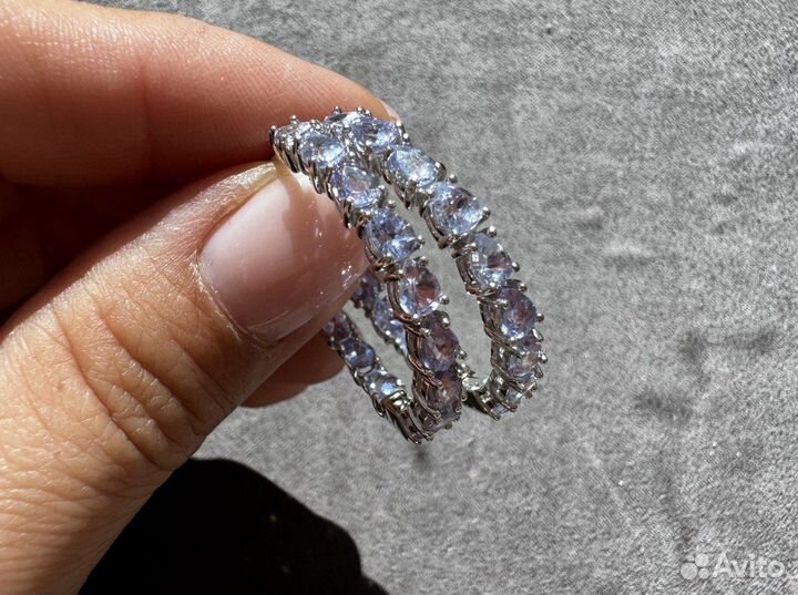 Серьги конго с танзанитами