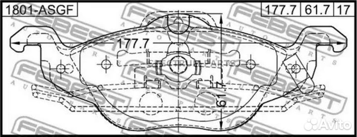 Febest 1801asgf колодки тормозные передние