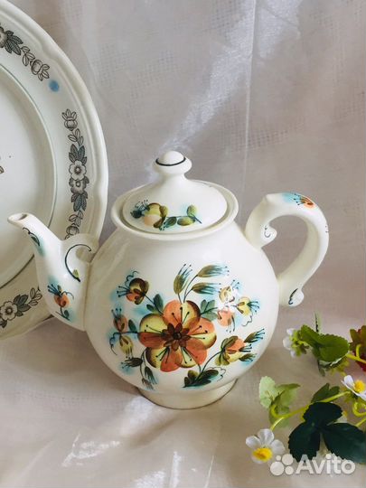 Фарфор фаянс СССР Чайник Блюдо