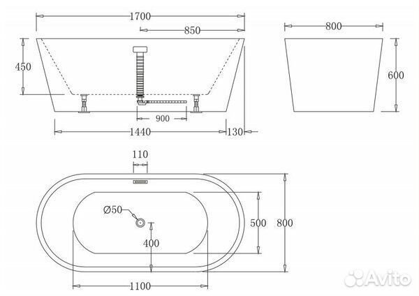 Акриловая ванна BelBagno BB71-1700 170x80