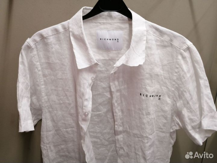 Мужская рубашка белая Richmond, 48 размер 100 лён