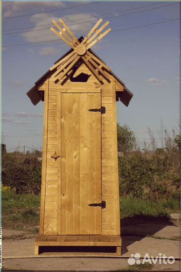 Дачный туалет деревянный с установкой руж 968