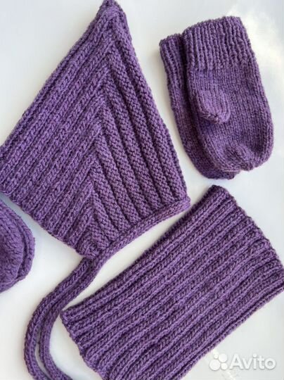 Комплект вязаный 4 в 1. Новый
