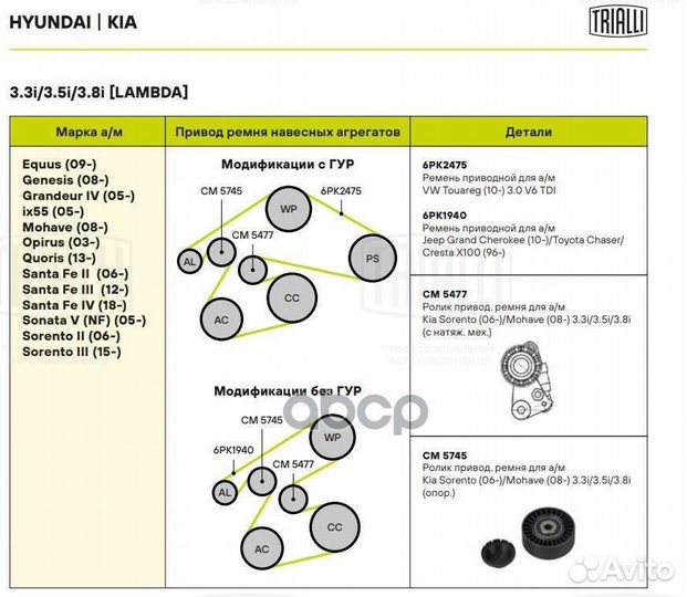 Ролик ремня приводного KIA sorento 06- CM5477